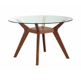 Paxton Casual Round Glass Top Dining Table Nutmeg