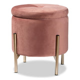 Malina Contemporary Glam and Luxe Velvet Fabric Upholstered and Gold Finished Metal Storage Ottoman