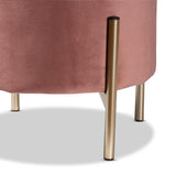 Malina Contemporary Glam and Luxe Pink Velvet Fabric Upholstered and Gold Finished Metal Storage Ottoman