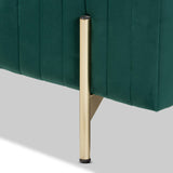 Helaine Contemporary Glam and Luxe Green Fabric Upholstered and Gold Metal Bench Ottoman