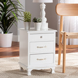Layton Classic and Traditional White Finished Wood 3-Drawer Nightstand