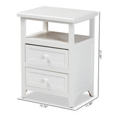 Karsen Modern and Contemporary White Finished Wood 2-Drawer Nightstand