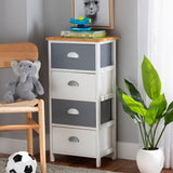 Calandra Modern and Contemporary Oak Brown and Multi-Colored Wood 4-Drawer Storage Unit