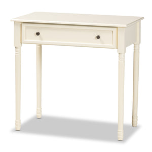 Mahler Classic and Traditional White Finished Wood 1-Drawer Console Table