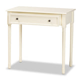 Mahler Classic and Traditional White Finished Wood 1-Drawer Console Table