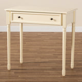 Mahler Classic and Traditional White Finished Wood 1-Drawer Console Table