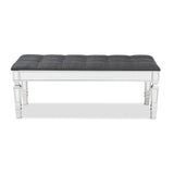 Baxton Studio Hedia Contemporary Glam and Luxe Grey Fabric Upholstered and Silver Finished Wood Accent Bench