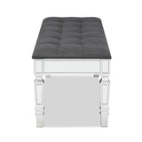 Baxton Studio Hedia Contemporary Glam and Luxe Grey Fabric Upholstered and Silver Finished Wood Accent Bench