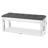 Baxton Studio Hedia Contemporary Glam and Luxe Grey Fabric Upholstered and Silver Finished Wood Accent Bench