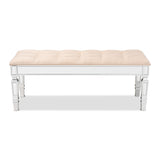 Baxton Studio Hedia Contemporary Glam and Luxe Beige Fabric Upholstered and Silver Finished Wood Accent Bench