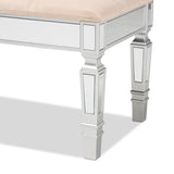 Baxton Studio Hedia Contemporary Glam and Luxe Beige Fabric Upholstered and Silver Finished Wood Accent Bench