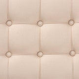 Baxton Studio Hedia Contemporary Glam and Luxe Beige Fabric Upholstered and Silver Finished Wood Ottoman