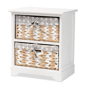 Rianne Modern Transitional White Finished Wood 2-Basket Storage Unit