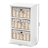 Rianne Modern Transitional White Finished Wood 3-Basket Storage Unit