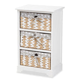 Rianne Modern Transitional White Finished Wood 3-Basket Storage Unit