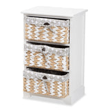 Rianne Modern Transitional White Finished Wood 3-Basket Storage Unit