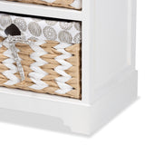 Rianne Modern Transitional White Finished Wood 3-Basket Storage Unit