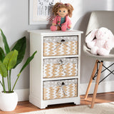 Rianne Modern Transitional White Finished Wood 3-Basket Storage Unit