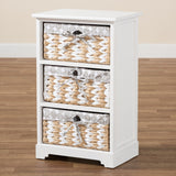 Rianne Modern Transitional White Finished Wood 3-Basket Storage Unit