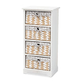 Rianne Modern Transitional White Finished Wood 4-Basket Storage Unit