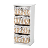 Rianne Modern Transitional White Finished Wood 4-Basket Storage Unit