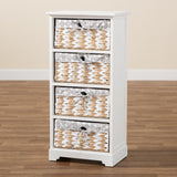 Rianne Modern Transitional White Finished Wood 4-Basket Storage Unit