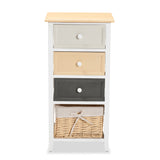 Adonis Mid-Century Modern Transitional Multi-Colored Wood 3-Drawer Storage Unit with Basket