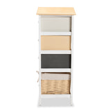 Adonis Mid-Century Modern Transitional Multi-Colored Wood 3-Drawer Storage Unit with Basket