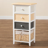 Adonis Mid-Century Modern Transitional Multi-Colored Wood 3-Drawer Storage Unit with Basket