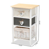 Diella Modern and Contemporary Multi-Colored Wood 2-Drawer Storage Unit with Basket