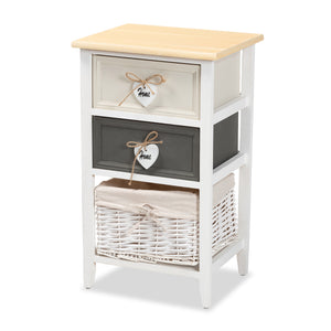 Diella Modern and Contemporary Multi-Colored Wood 2-Drawer Storage Unit with Basket