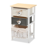 Diella Modern and Contemporary Multi-Colored Wood 2-Drawer Storage Unit with Basket