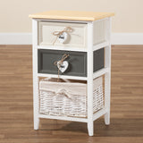 Diella Modern and Contemporary Multi-Colored Wood 2-Drawer Storage Unit with Basket