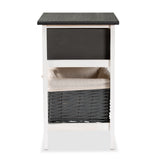 Shadell Modern Transitional Two-Tone Dark Grey and White Finished Wood 1-Drawer Storage Unit with Basket