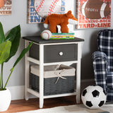 Shadell Modern Transitional Two-Tone Dark Grey and White Finished Wood 1-Drawer Storage Unit with Basket