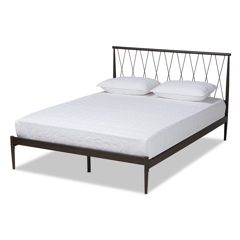 Nano Modern and Contemporary Black Finished Metal Queen Size Platform Bed