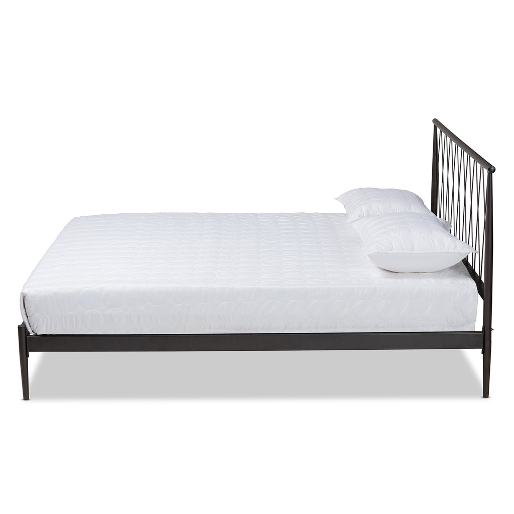 Nano Modern and Contemporary Black Finished Metal Queen Size Platform Bed