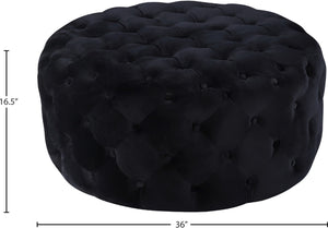 Addison Velvet / Engineered Wood / Foam Contemporary Black Velvet Ottoman/Bench - 36" W x 36" D x 16.5" H