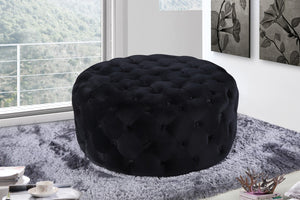 Addison Velvet / Engineered Wood / Foam Contemporary Black Velvet Ottoman/Bench - 36" W x 36" D x 16.5" H