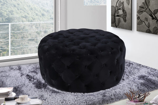 Addison Velvet / Engineered Wood / Foam Contemporary Black Velvet Ottoman/Bench - 36" W x 36" D x 16.5" H