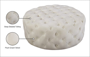 Addison Velvet / Engineered Wood / Foam Contemporary Cream Velvet Ottoman/Bench - 36" W x 36" D x 16.5" H