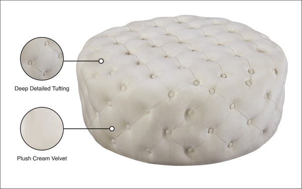 Addison Velvet / Engineered Wood / Foam Contemporary Cream Velvet Ottoman/Bench - 36" W x 36" D x 16.5" H