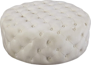 Addison Velvet / Engineered Wood / Foam Contemporary Cream Velvet Ottoman/Bench - 36" W x 36" D x 16.5" H