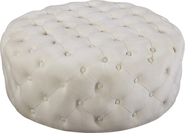 Addison Velvet / Engineered Wood / Foam Contemporary Cream Velvet Ottoman/Bench - 36" W x 36" D x 16.5" H