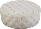 Addison Velvet / Engineered Wood / Foam Contemporary Cream Velvet Ottoman/Bench - 36" W x 36" D x 16.5" H