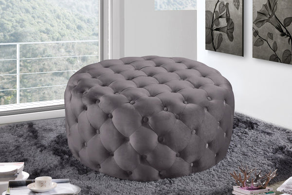 Addison Velvet / Engineered Wood / Foam Contemporary Grey Velvet Ottoman/Bench - 36" W x 36" D x 16.5" H