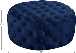 Addison Velvet / Engineered Wood / Foam Contemporary Navy Velvet Ottoman/Bench - 36" W x 36" D x 16.5" H