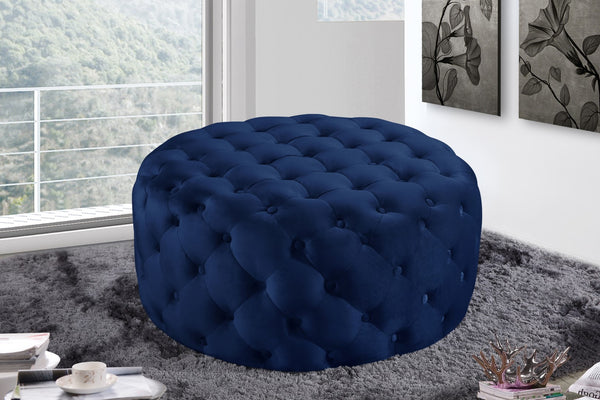 Addison Velvet / Engineered Wood / Foam Contemporary Navy Velvet Ottoman/Bench - 36" W x 36" D x 16.5" H