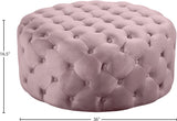 Addison Velvet / Engineered Wood / Foam Contemporary Pink Velvet Ottoman/Bench - 36" W x 36" D x 16.5" H