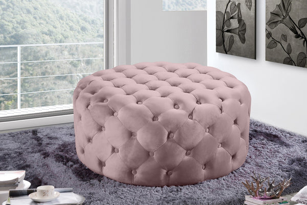 Addison Velvet / Engineered Wood / Foam Contemporary Pink Velvet Ottoman/Bench - 36" W x 36" D x 16.5" H
